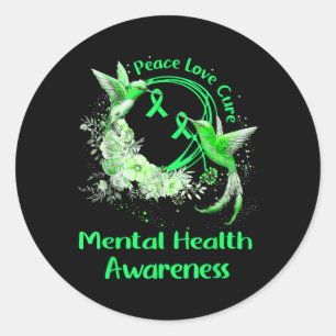 Adesivo Hummingbird Peace Love Cure Mental Health Awarenes