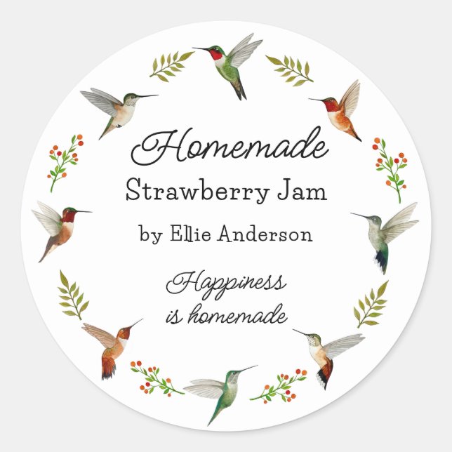 Adesivo Hummingbird Product Sticker para produtos caseiros (Frente)