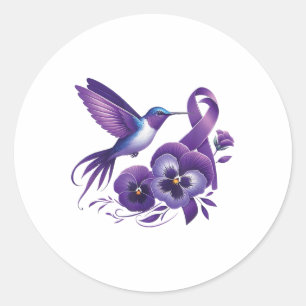 Adesivo Hummingbird Segurando Pansões Roxos Friso Heimer A