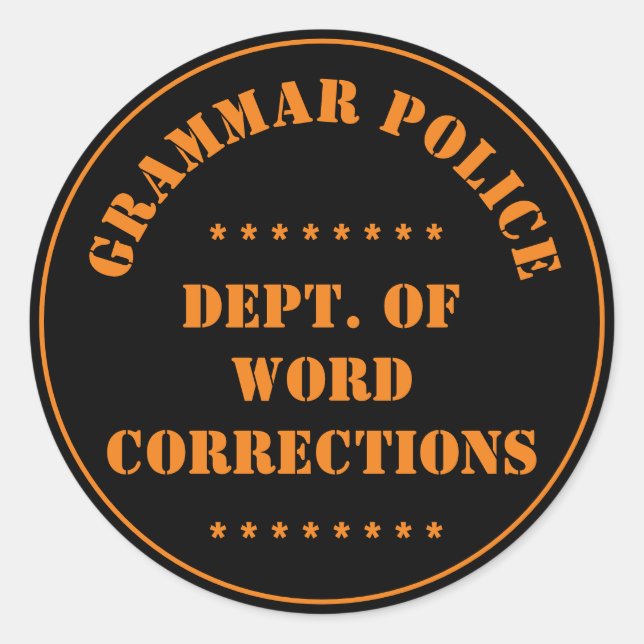 Adesivo Humor da Polícia Gramática (Frente)
