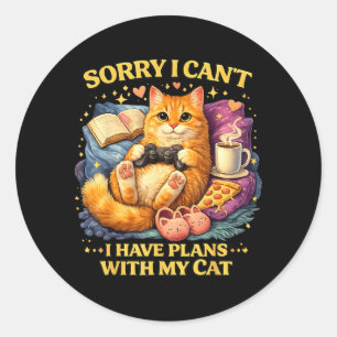 Adesivo Humor de Amante de Gatos Desculpe Não Posso Ter Pl