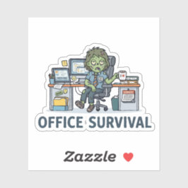 Adesivo Humor de Escritório Zombie "Sobrevivência no Escri