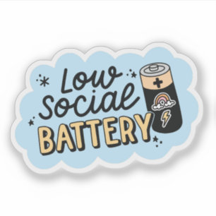 Adesivo Humor de Introvertido com Bateria Social Baixa