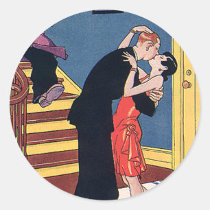Adesivo Humor do vintage, amor e romance, beijo tardio