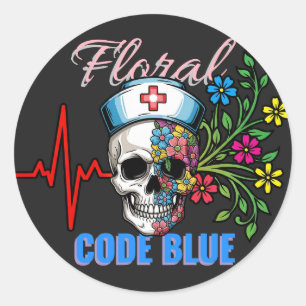 Adesivo Humor Escuro "Código Floral Azul" Enfermeira Médic