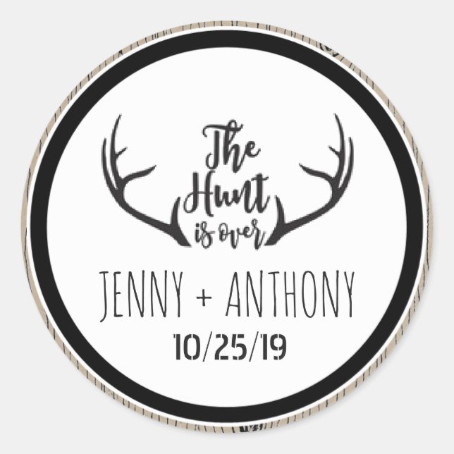 Adesivo "Hunt está acabado" Rustic Barnwood Salve o Selo d (Frente)