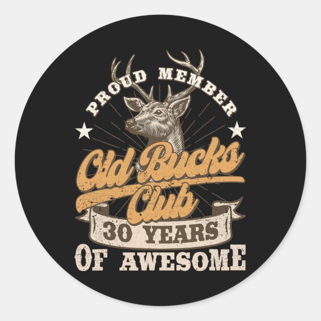 Adesivo Hunter aniversário de 30 anos Old Bucks Club Men 3 (Frente)