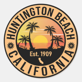 Adesivo Huntington Beach California Retro Sunset Souvenirs