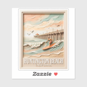 Adesivo Huntington Beach Califórnia Textura Surfista Surfe