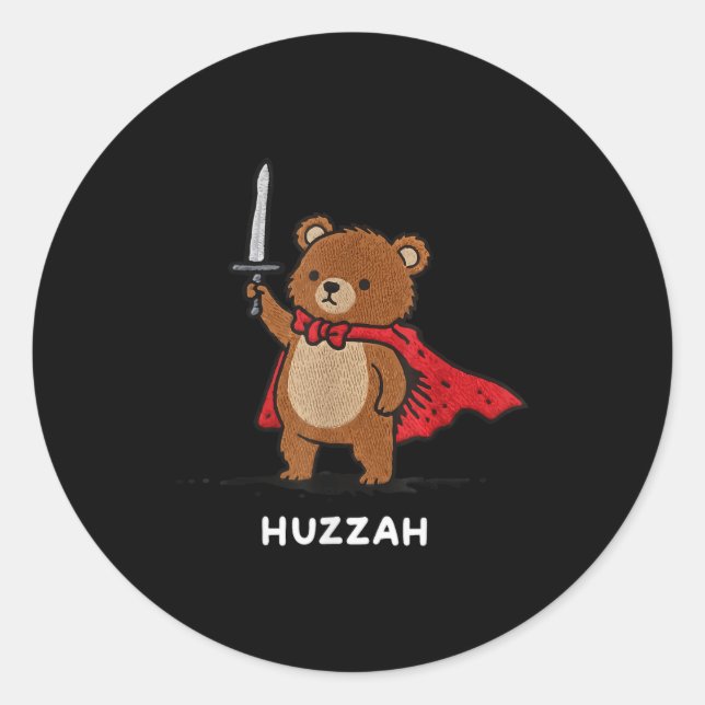 Adesivo Huzzah Bear Knight Funny Sword Meme Quote  (Frente)