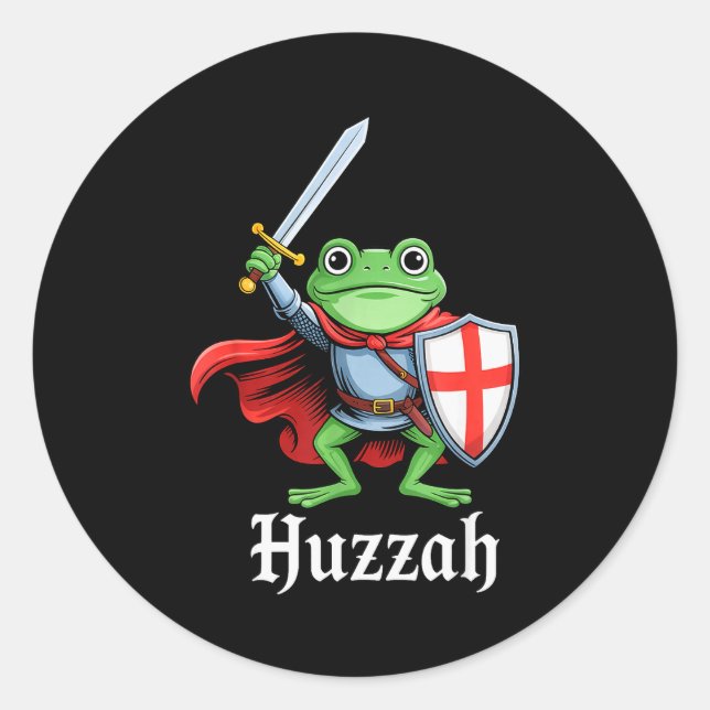 Adesivo Huzzah Frog Knight Funny Sword Meme Quote Medieval (Frente)