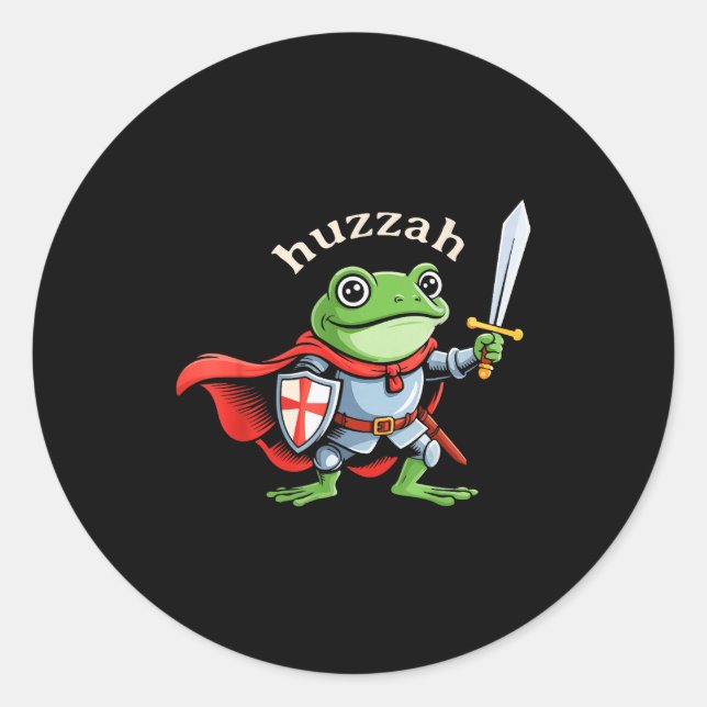 Adesivo Huzzah Frog Knight Funny Sword Meme Quote Medieval (Frente)