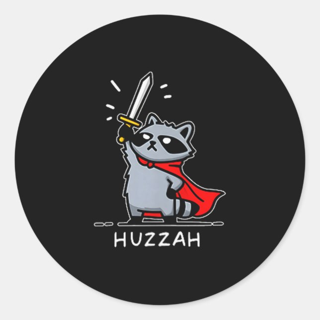 Adesivo Huzzah Raccoon Knight Funny Sword Meme Quote  (Frente)