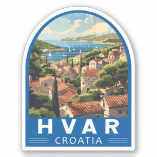 Adesivo Hvar Croácia Viagem Art Vintage