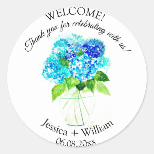 Adesivo Hydrangea Blue Floral Watercolor Casamento