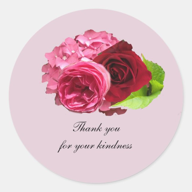 Adesivo Hydrangea e Rosas Obrigado Sticker (Frente)