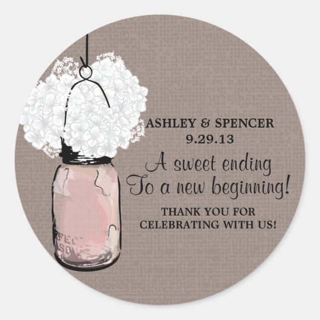 Adesivo Hydrangea e Rustic Mason Jar (Frente)