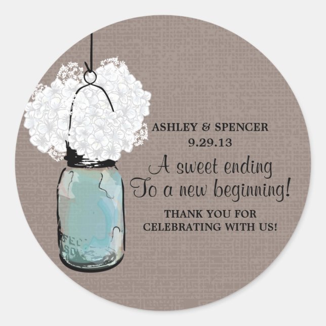 Adesivo Hydrangea e Rustic Mason Jar (Frente)