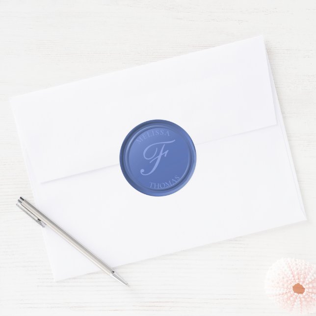 Adesivo Hydrangea Monograma Nome Faux Wax Seal Stamp (Envelope)