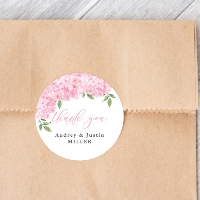 Adesivo Hydrangea Personalizada Favor de Casamento Rosa (Criador carregado)