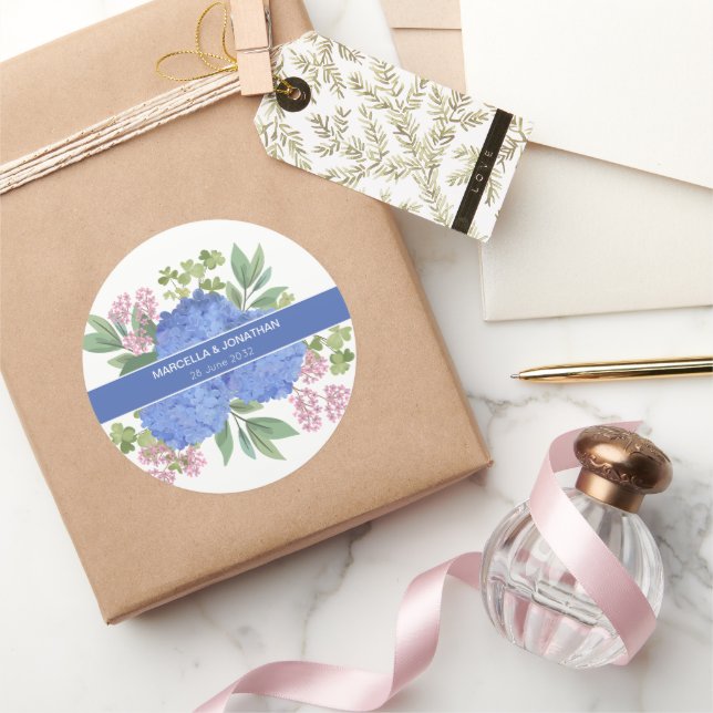 Adesivo Hydrangeas Azul Personalizado do Buquê Moderno (Presentear)