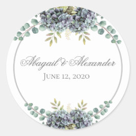 Adesivo Hydrangeas Purplas, Eucalyptus Round Sticker