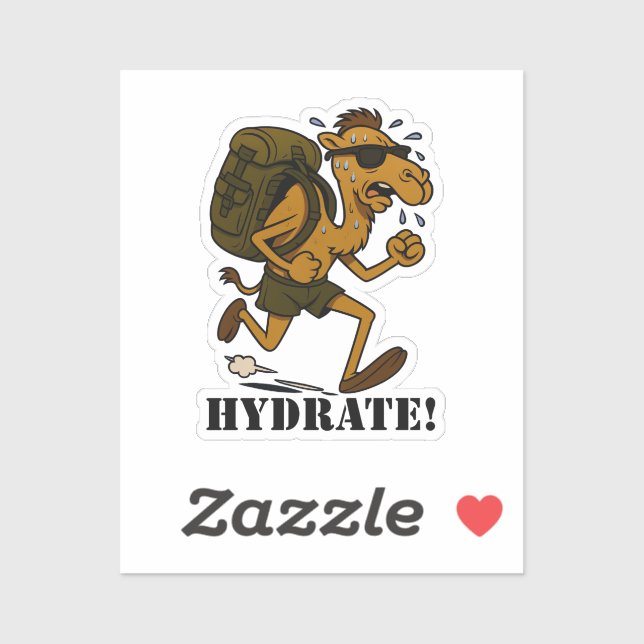 Adesivo Hydrate – Funny Camel Running Fitness Design (Folha)