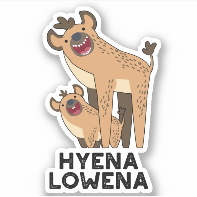 Adesivo Hyena Lowena Funny Animal Hyena Pun (Frente)