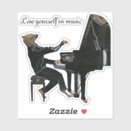Adesivo Hyena Piano Music Player Fantasy Art Sticker