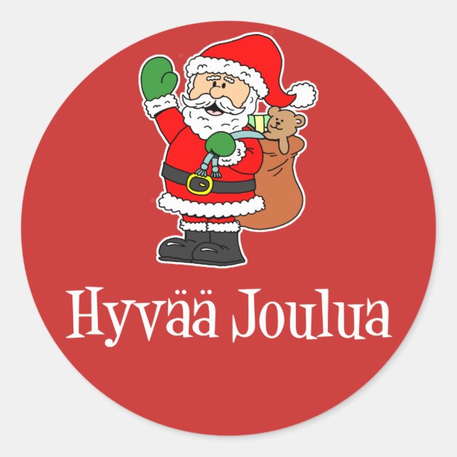 Adesivo Hyvaa Joulua Papais noeis finlandeses de Natal Ver (Frente)