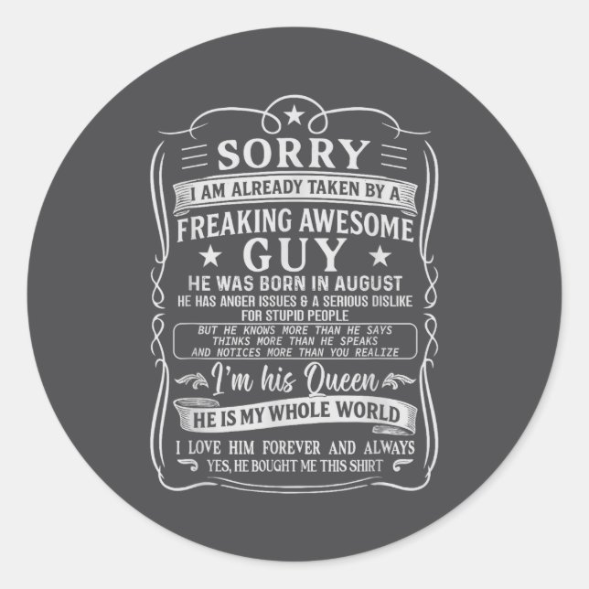 Adesivo I Am Already Taken By Freaking Awesome Guy Born In (Frente)