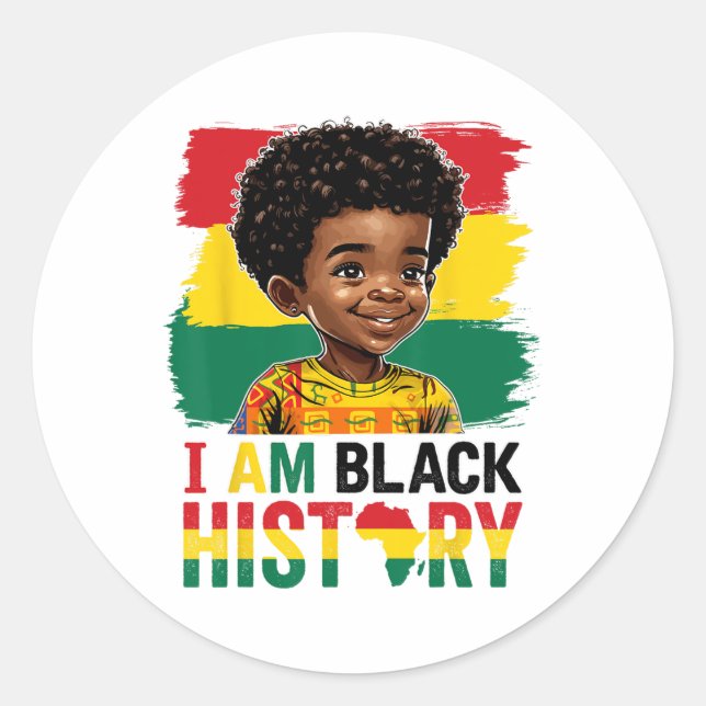 Adesivo I Am Black History Afro Boy Little Melanin Prince  (Frente)