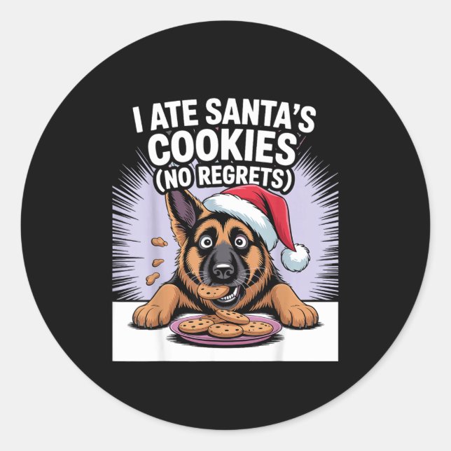 Adesivo I Ate Santas Cookies Puppy Funny Christmas German  (Frente)