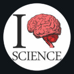 Adesivo I Brain Science (I Know science) (I Love Science).<br><div class="desc">I Brain Science (I Know science) (I Love Science). Imagem de um cérebro humano.</div>