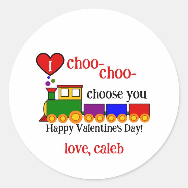 Adesivo I choo-choo Valentine's Day Kid's Name (Frente)