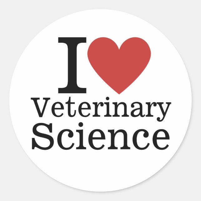 Adesivo I ❤️ Ciência Veterinária para Estudantes/Faculdade (Frente)