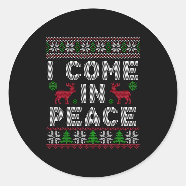 Adesivo I Come In Peace Couple Matching Ugly Christmas Swe (Frente)