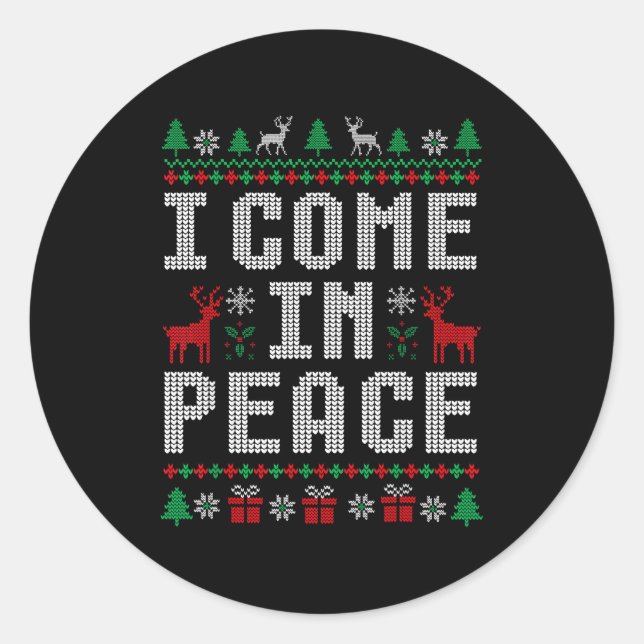 Adesivo I Come In Peace Couple Matching Ugly Christmas Swe (Frente)