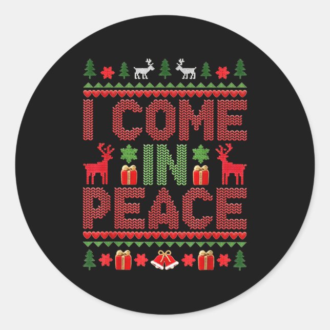 Adesivo I Come In Peace Couple Matching Ugly Christmas Swe (Frente)