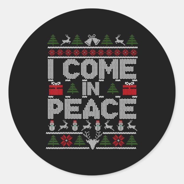 Adesivo I Come In Peace Couple Matching Ugly Christmas Swe (Frente)