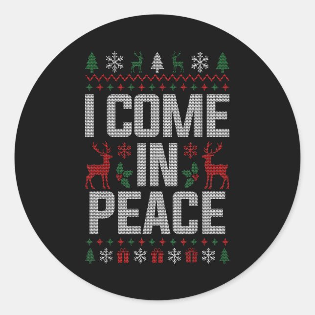 Adesivo I Come In Peace Couple Matching Ugly Christmas Swe (Frente)