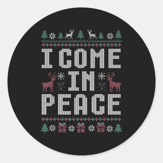 Adesivo I Come In Peace Couple Matching Ugly Christmas Swe (Frente)