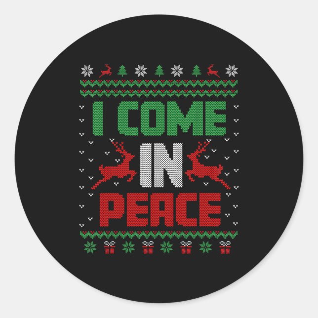 Adesivo I Come In Peace Couple Matching Ugly Christmas Swe (Frente)