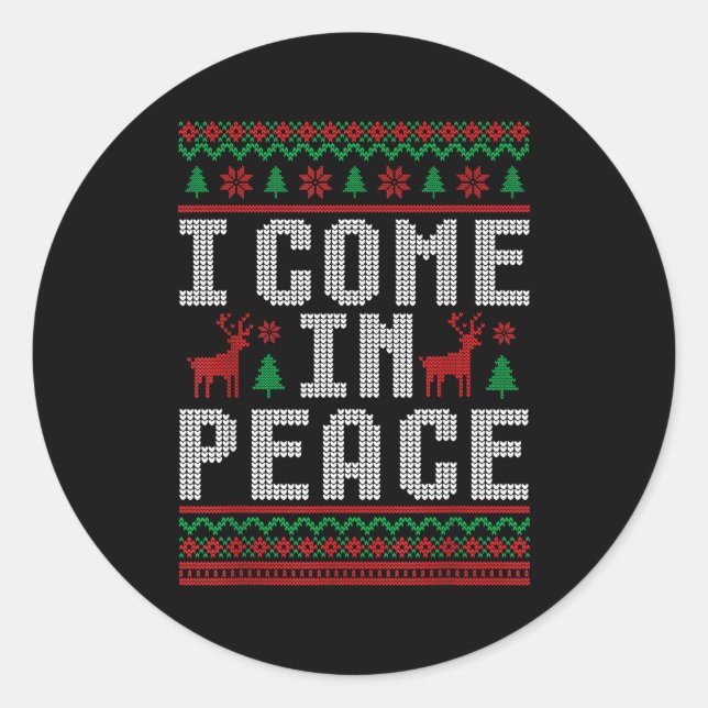 Adesivo I Come In Peace Couple Matching Ugly Christmas Swe (Frente)