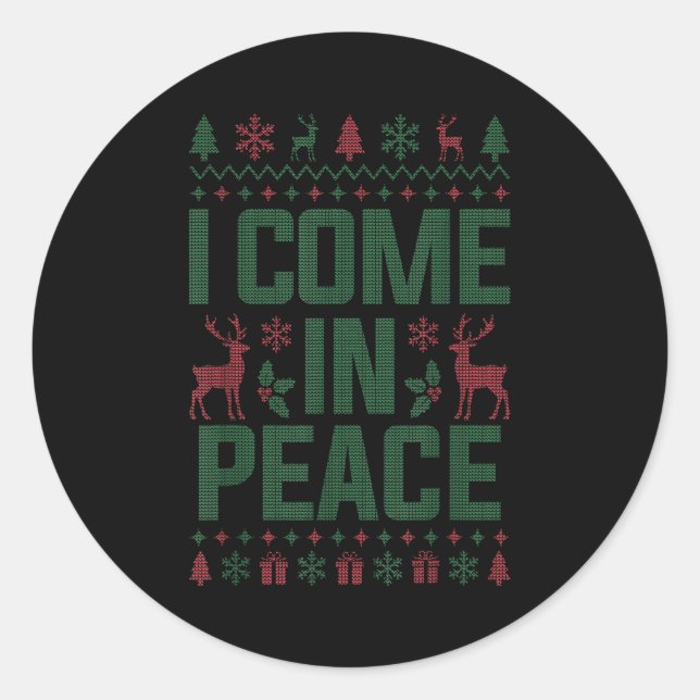 Adesivo I Come In Peace Couple Matching Ugly Christmas Swe (Frente)