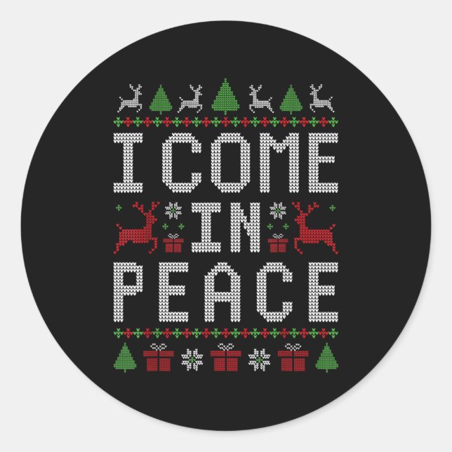 Adesivo I Come In Peace Couple Matching Ugly Christmas Swe (Frente)