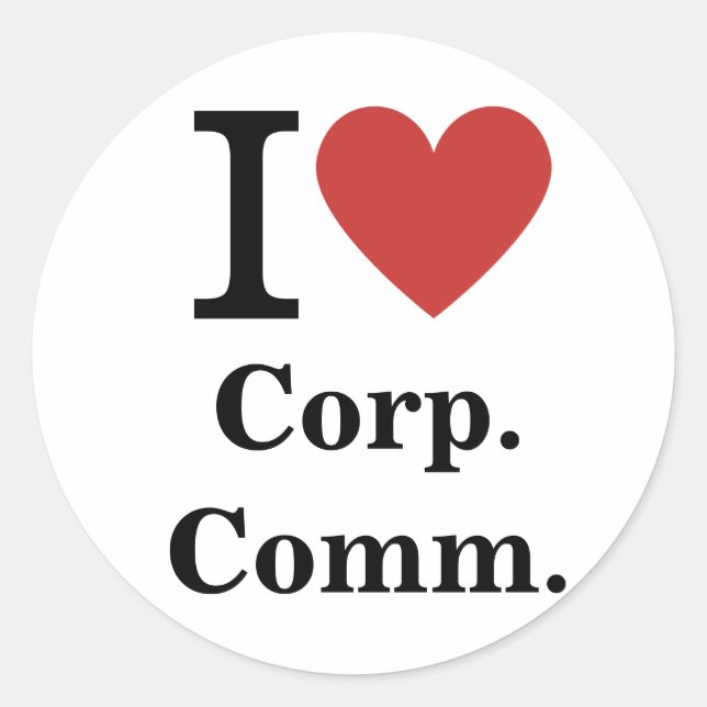 Adesivo I ❤️ Corp. Comm. para funcionários PERSONALIZADOS (Frente)