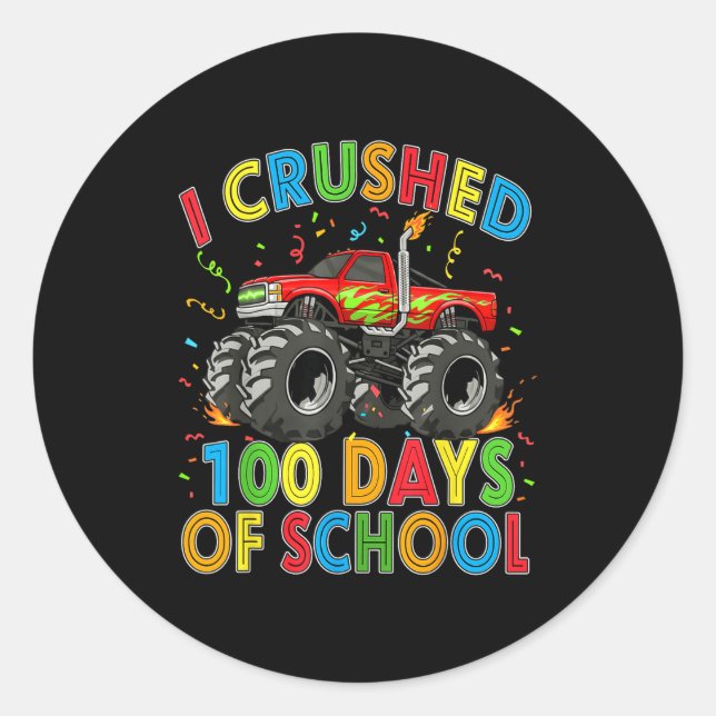 Adesivo I Crushed 100 Days Of School Monster Truck 100 Day (Frente)