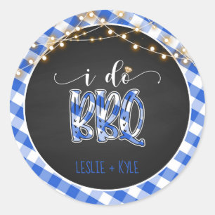 Adesivo I Do Do CHURRASCO Round Sticker - Blue Gingham - P