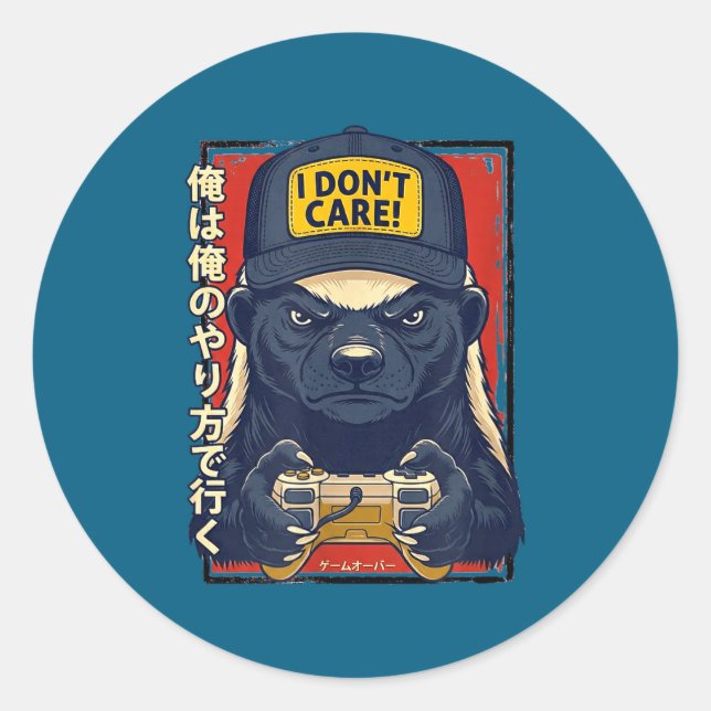 Adesivo I Don’t Care - Honey Badger Gamer Design  (Frente)